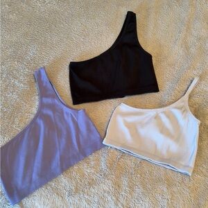 Stylish Asymmetrical Women's Tops - Black, Light Blue, and Purple